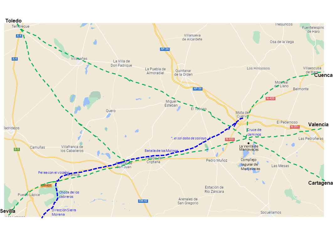 Mapa de la segunda salida (itinerario en azul)